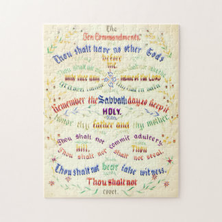 Ten Commandments Calligraphy 1889 Jigsaw Puzzle
