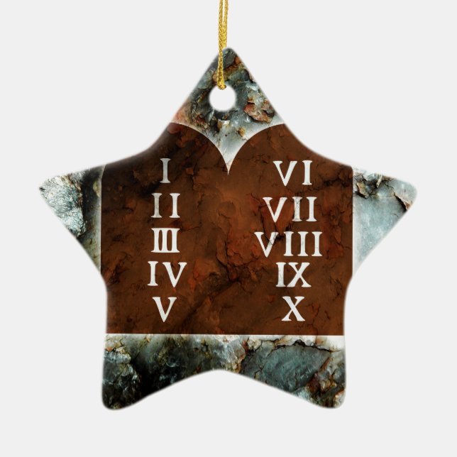 Ten Commandments Ceramic Tree Decoration (Front)