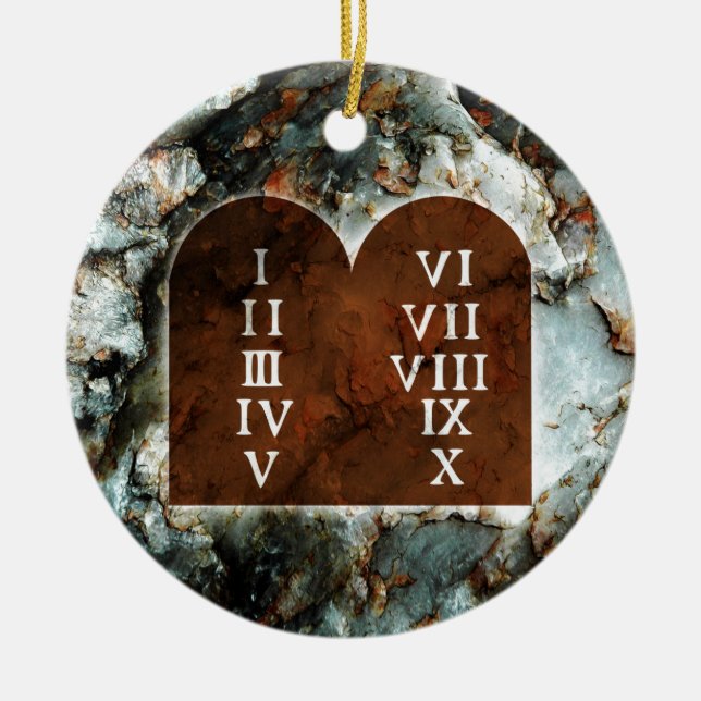 Ten Commandments Ceramic Tree Decoration (Front)