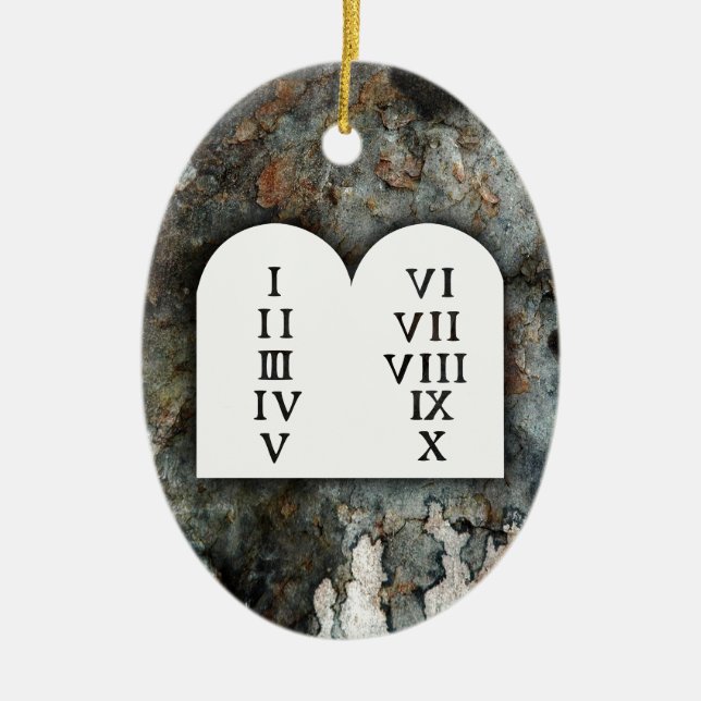 Ten Commandments Ceramic Tree Decoration (Front)