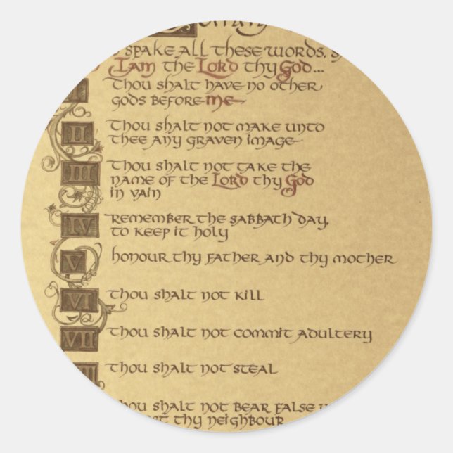 ten commandments classic round sticker (Front)