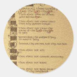 ten commandments classic round sticker