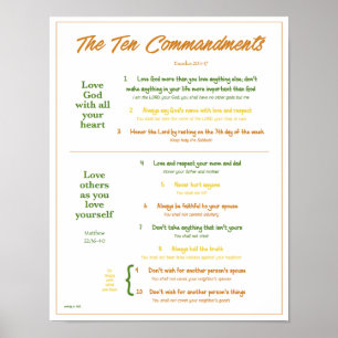 Ten Commandments for Kids--Earth Tones w/border Poster