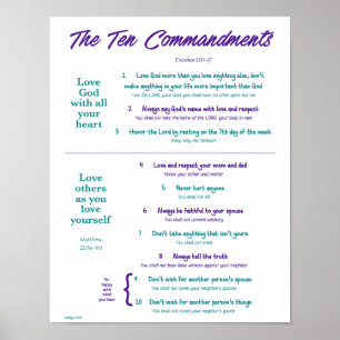 Ten Commandments for Kids--Purple/Teal 2 Poster