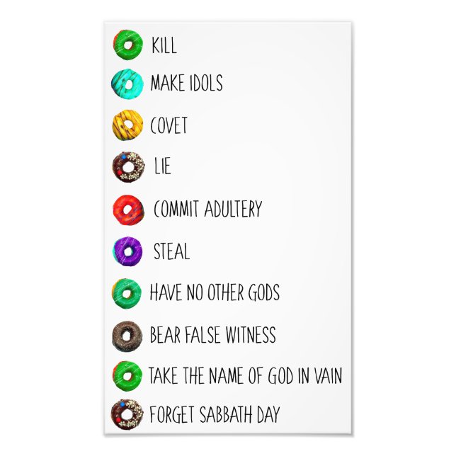 ten commandments funny list message humour religio photo print (Front)