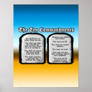 Ten Commandments of the Holy Bible, God's Law Poster