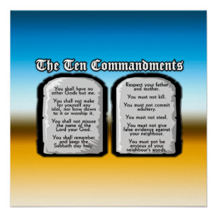 Ten Commandments of the Holy Bible, God's Law Poster