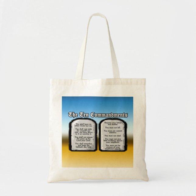 Ten Commandments of the Holy Bible, God's Law Tote Bag (Front)