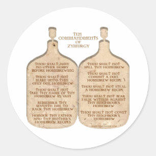 Ten Commandments of Zymurgy Classic Round Sticker