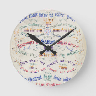 Ten Commandments Round Clock