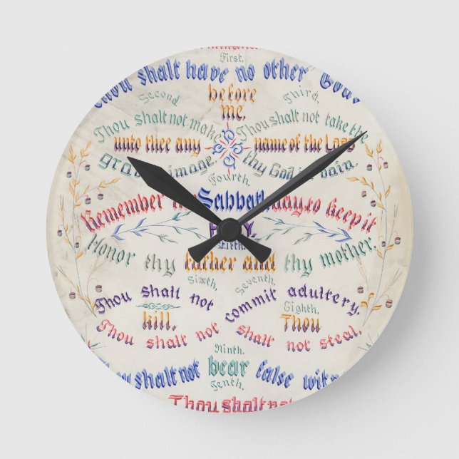 Ten Commandments Round Clock (Front)