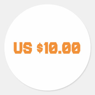 Ten dollars classic round sticker