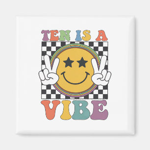 Ten Is A 10th Birthday Groovy Happy 10 Years Old B Magnet
