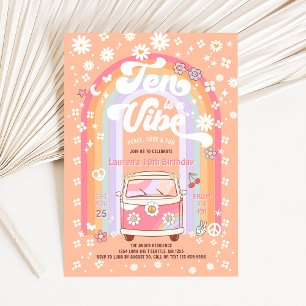 Ten is a Vibe Daisy Groovy Van 10th Birthday Invitation