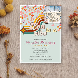 Ten is a Vibe Daisy Van Floral 10th Birthday  Invitation