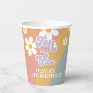 Ten is a Vibe Retro Rainbow Paper Cups