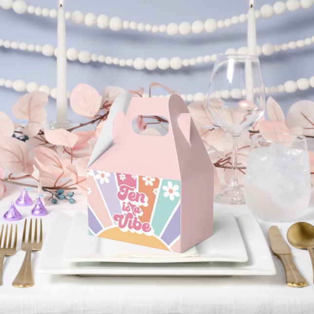 Ten is a Vibe Retro Sunshine Rainbow Daisy Favour Box (Wedding)