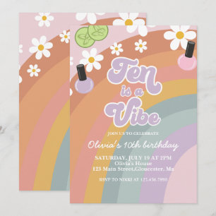 Ten is a vibe Spa Rainbow 10th Birthday Invitation