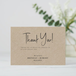 Ten linen Simple Script Welcome Thank You Card