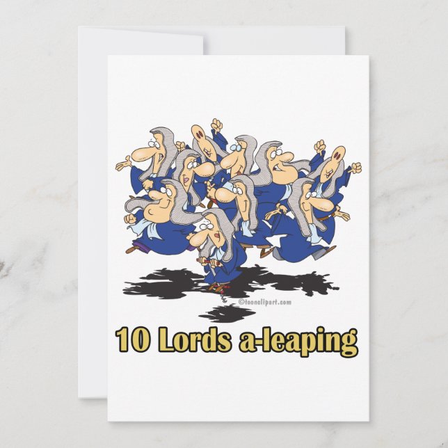 ten lords a-leaping 10th tenth day of christmas holiday card (Front)
