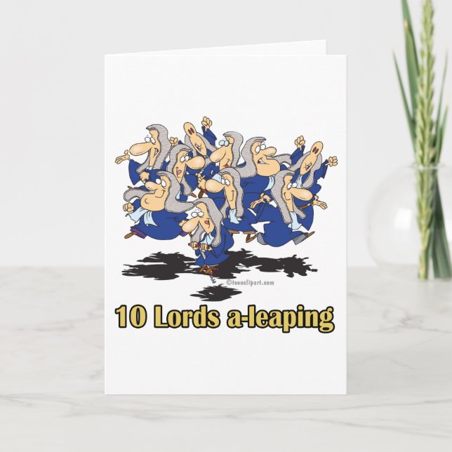 ten lords a-leaping 10th tenth day of christmas holiday card (Front)