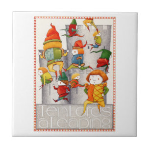 TEN LORDS A LEAPING 4.25" Square Ceramic Tile