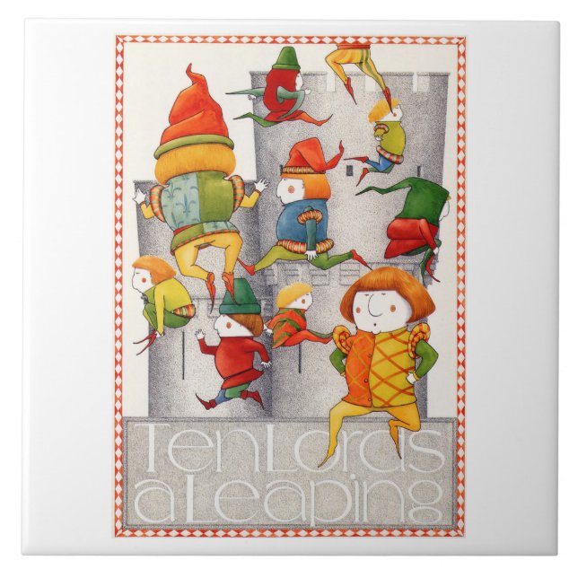 TEN LORDS A LEAPING 6" Square Ceramic Tile (Front)