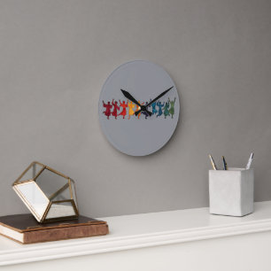 Ten Lords A Leaping Cut-Out Stencil-Style 4 Round Clock
