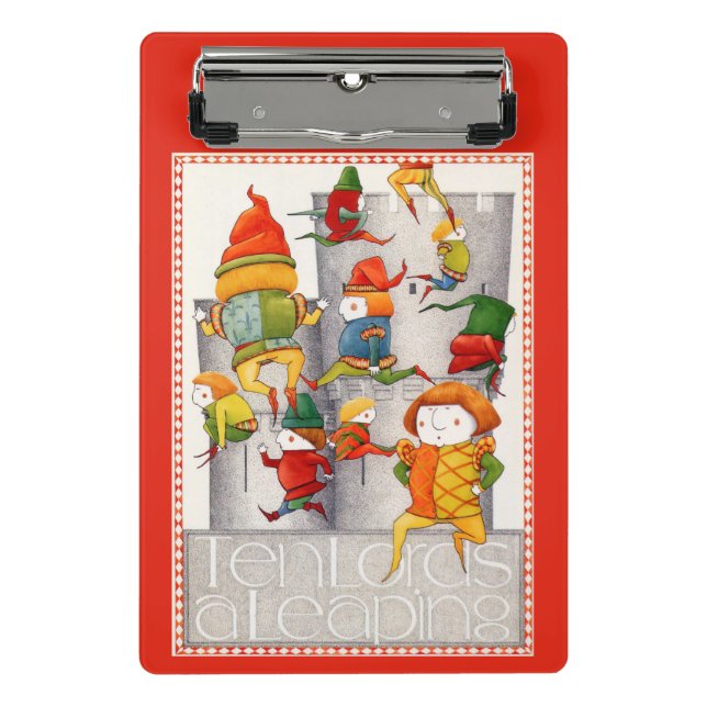 TEN LORDS A LEAPING Mini Clipboard - Red (Front)