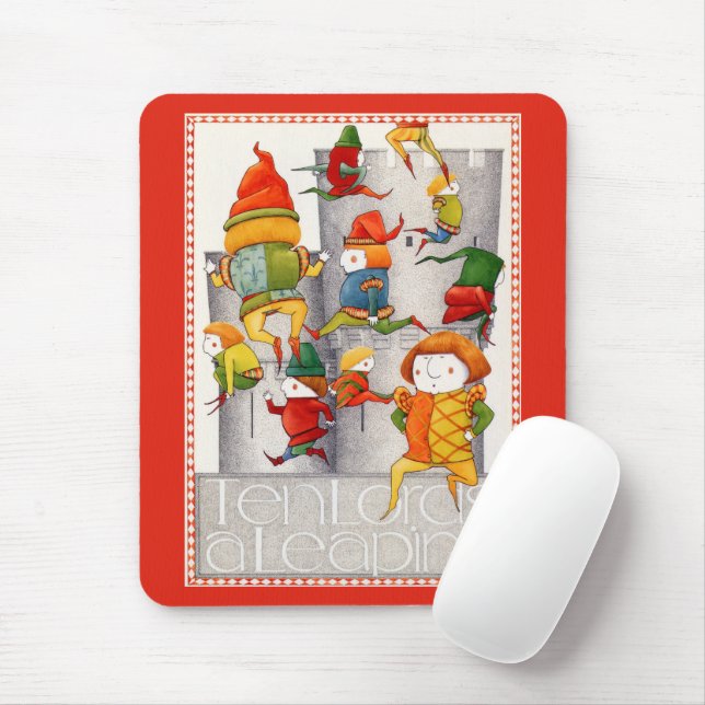 TEN LORDS A LEAPING Mousepad - Red (With Mouse)