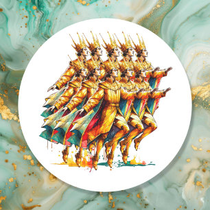 Ten Lords a-Leaping   Twelve Days of Christmas Classic Round Sticker