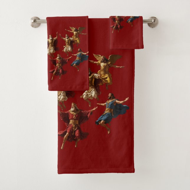 Ten Lords Leaping The Ten Commandments Vector  Bath Towel Set (Insitu)