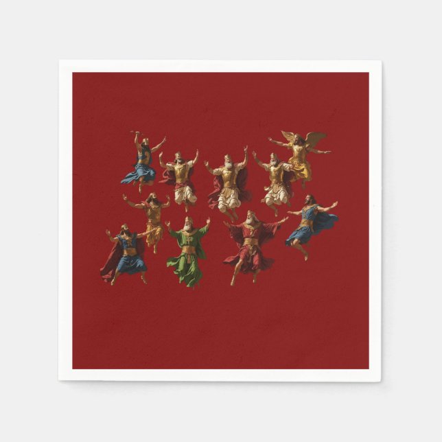 Ten Lords Leaping The Ten Commandments Vector  Napkin (Front)