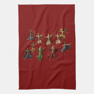 Ten Lords Leaping The Ten Commandments Vector  Tea Towel