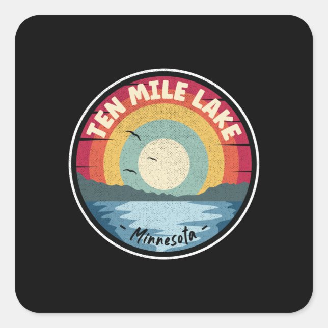 Ten Mile Lake Minnesota Colourful Scene Square Sticker (Front)