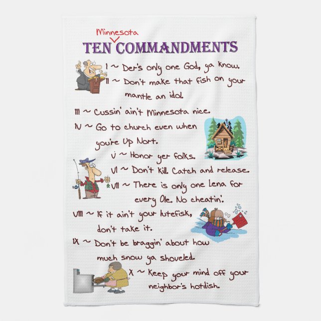 Ten Minnesota Commandments Towel (Vertical)
