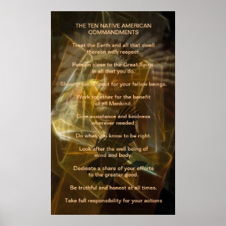 Ten Native American Commandments Poster