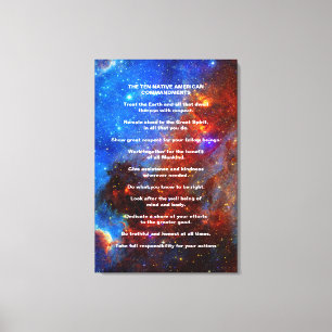 Ten Native American Indian Commandments Canvas Print