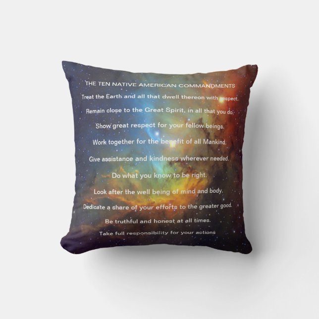 Ten Native American Indian Commandments Cushion (Front)