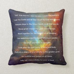Ten Native American Indian Commandments Cushion