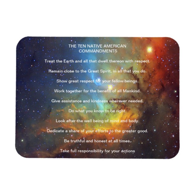 Ten Native American Indian Commandments Magnet (Horizontal)