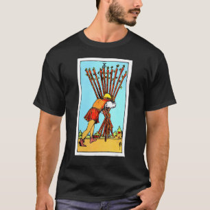 Ten Of Wands Vintage Tarot Card Rider Waite Deck T-Shirt