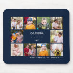 Ten Photo Collage Grandpa We Love You Navy  Mouse Pad<br><div class="desc">Ten Photo Collage Grandpa We Love You.  Names.  Navy background.  Mouse Pad.</div>