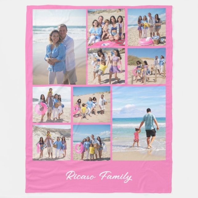 Ten Photo Template Personalised By You Fleece Blanket (Front)