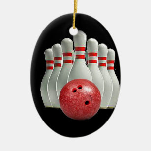 "Ten pin bowling 2" design gifts and products Ceramic Ornament