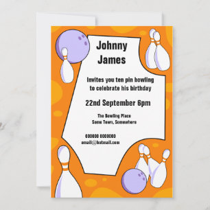 Ten Pin Bowling Birthday Party Invitation