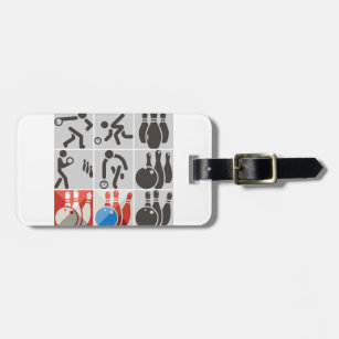 Ten Pin Bowling Icons Luggage Tags
