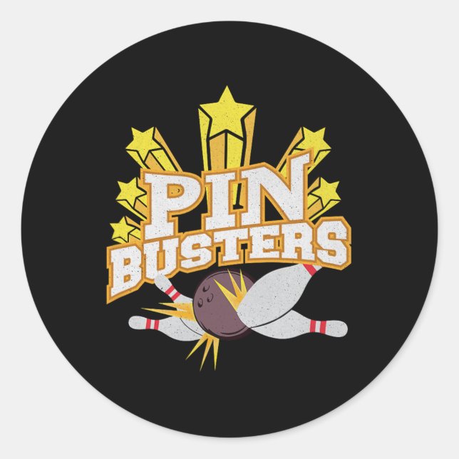 Ten Pin Bowling Team Graphic Pin Busters  Classic Round Sticker (Front)