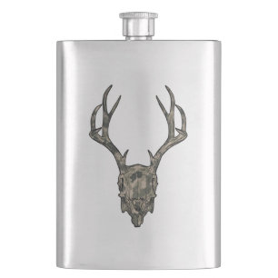 Ten Point Jackalope European Mount Camo Skull Hip Flask