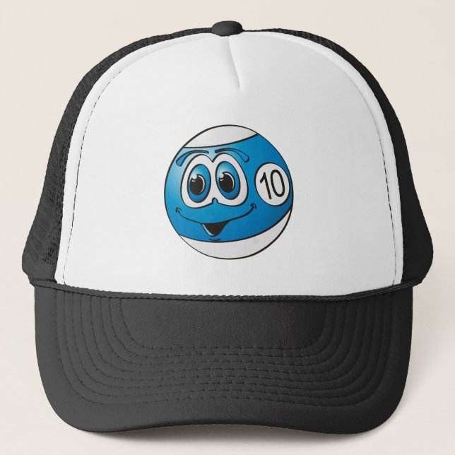 Ten Pool Ball Cartoon Trucker Hat (Front)